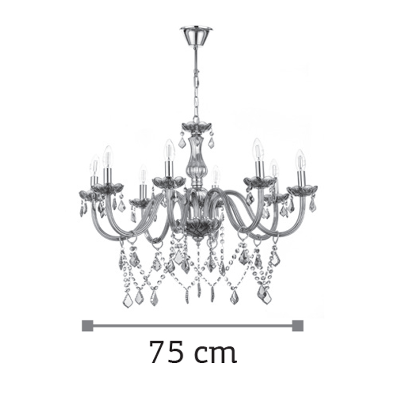 InLight Κρεμαστό φωτιστικό από φιμέ γυαλί και κρύσταλλα 8XE14 D:75cm (5314-8-FIME) InLight Κρεμαστό φωτιστικό από φιμέ γυαλί και κρύσταλλα 8XE14 D:75cm (5314-8-FIME)