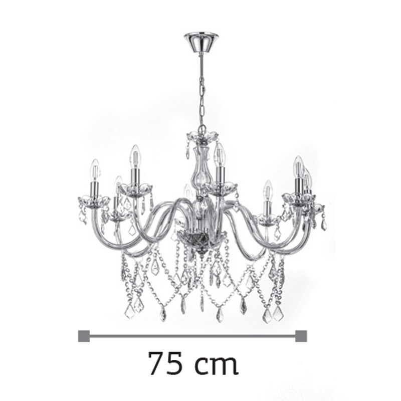 InLight Κρεμαστό φωτιστικό από διάφανο γυαλί και κρύσταλλα 8XE14 D:75cm (5314-8-CLEAR) InLight Κρεμαστό φωτιστικό από διάφανο γυαλί και κρύσταλλα 8XE14 D:75cm (5314-8-CLEAR)