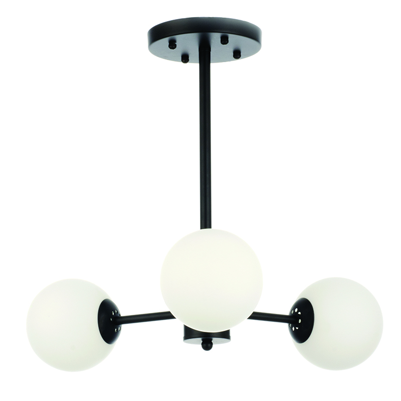 InLight Κρεμαστό φωτιστικό από μαύρο μέταλλο και λευκή οπαλίνα 3XG9 D:45cm (5315-3) InLight Κρεμαστό φωτιστικό από μαύρο μέταλλο και λευκή οπαλίνα 3XG9 D:45cm (5315-3)