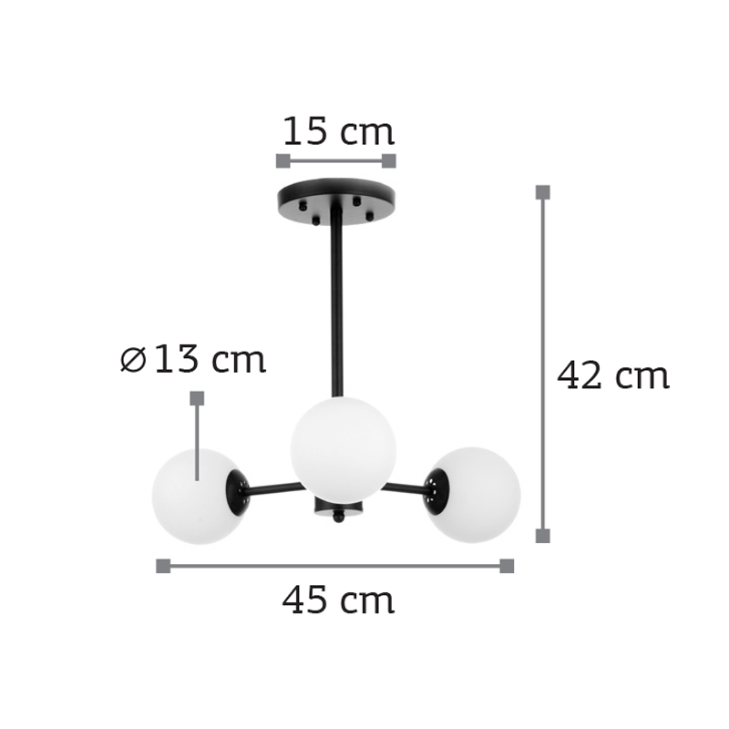 InLight Κρεμαστό φωτιστικό από μαύρο μέταλλο και λευκή οπαλίνα 3XG9 D:45cm (5315-3) InLight Κρεμαστό φωτιστικό από μαύρο μέταλλο και λευκή οπαλίνα 3XG9 D:45cm (5315-3)