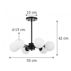 InLight Κρεμαστό φωτιστικό από μαύρο μέταλλο και λευκή οπαλίνα 6XG9 D:55cm (5315-6)