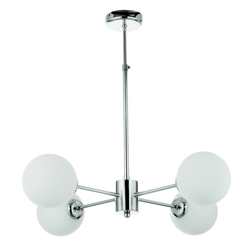 InLight Κρεμαστό φωτιστικό από χρώμιο μέταλλο και λευκή οπαλίνα 4XG9 D:45cm (5321-4) InLight Κρεμαστό φωτιστικό από χρώμιο μέταλλο και λευκή οπαλίνα 4XG9 D:45cm (5321-4)