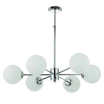 InLight Κρεμαστό φωτιστικό από χρώμιο μέταλλο και λευκή οπαλίνα 6XG9 D:55cm (5321-6) InLight Κρεμαστό φωτιστικό από χρώμιο μέταλλο και λευκή οπαλίνα 6XG9 D:55cm (5321-6)