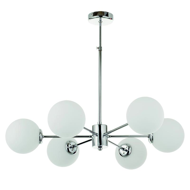 InLight Κρεμαστό φωτιστικό από χρώμιο μέταλλο και λευκή οπαλίνα 6XG9 D:55cm (5321-6) InLight Κρεμαστό φωτιστικό από χρώμιο μέταλλο και λευκή οπαλίνα 6XG9 D:55cm (5321-6)