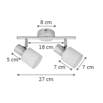 InLight Επιτοίχιο σποτ από μέταλλο σε απόχρωση λευκής πατίνας 2XE14 D:27cm (9079-2Φ-Λευκή Πατίνα) InLight Επιτοίχιο σποτ από μέταλλο σε απόχρωση λευκής πατίνας 2XE14 D:27cm (9079-2Φ-Λευκή Πατίνα)