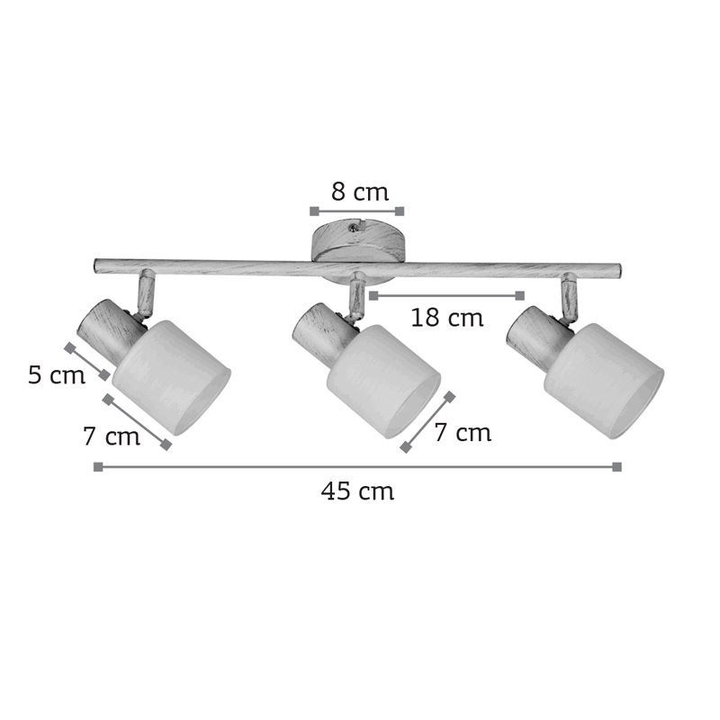 InLight Επιτοίχιο σποτ από μέταλλο σε απόχρωση λευκής πατίνας 3XE14 D:45cm (9079-3Φ-Λευκή Πατίνα) InLight Επιτοίχιο σποτ από μέταλλο σε απόχρωση λευκής πατίνας 3XE14 D:45cm (9079-3Φ-Λευκή Πατίνα)