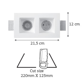 InLight Χωνευτό σποτ λευκό από γύψο 2XGU10 IP44 D:21,5cm (Χ0007) InLight Χωνευτό σποτ λευκό από γύψο 2XGU10 IP44 D:21,5cm (Χ0007)