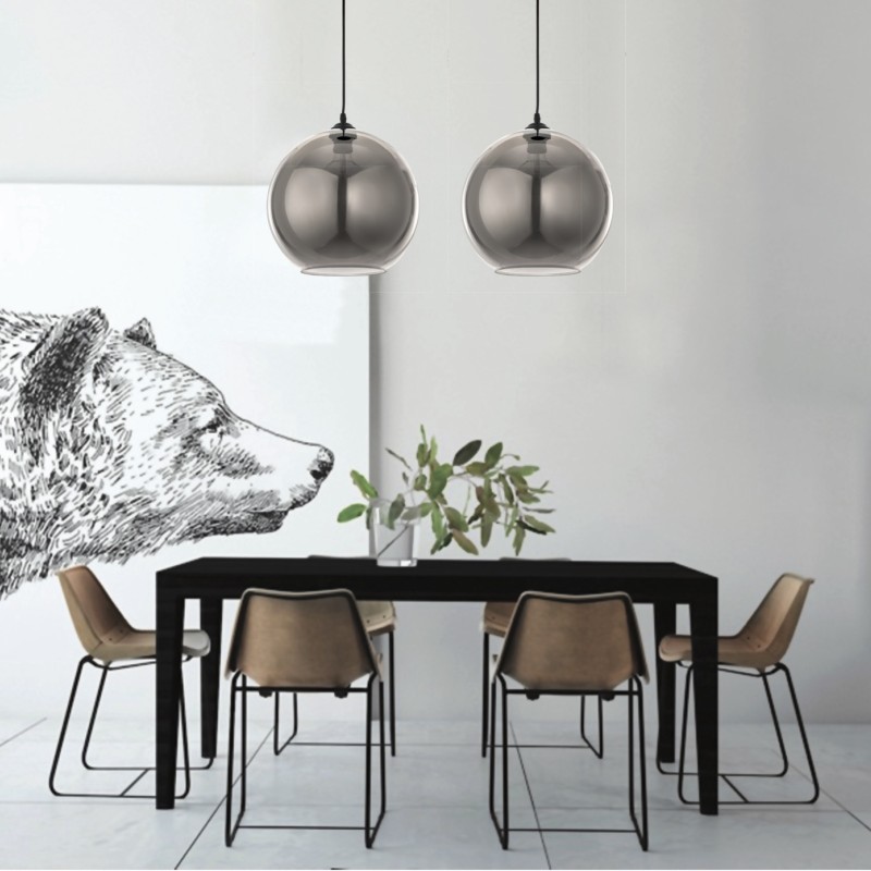 InLight Κρεμαστό φωτιστικό από φιμέ γυαλί 1XE27 D:30cm (4355-Α) InLight Κρεμαστό φωτιστικό από φιμέ γυαλί 1XE27 D:30cm (4355-Α)