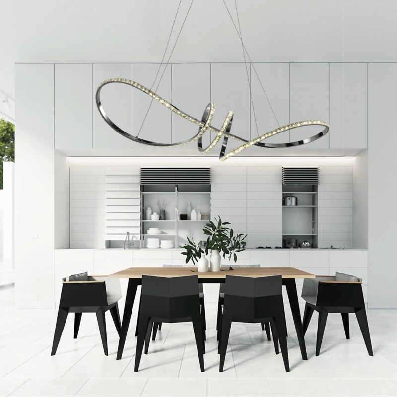 InLight Κρεμαστό φωτιστικό LED 75W 4000K από χρώμιο αλουμίνιο και κρύσταλλα D:90cm (6182-Χρώμιο) InLight Κρεμαστό φωτιστικό LED 75W 4000K από χρώμιο αλουμίνιο και κρύσταλλα D:90cm (6182-Χρώμιο)