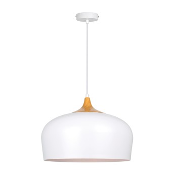 InLight Κρεμαστό φωτιστικό από λευκό μέταλλο και ξύλο 1XE27 D:35cm (4387-WH) InLight Κρεμαστό φωτιστικό από λευκό μέταλλο και ξύλο 1XE27 D:35cm (4387-WH)
