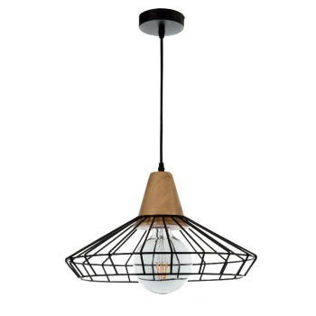 InLight Κρεμαστό φωτιστικό από μαύρο μέταλλο και ξύλο 1XE27 D:40cm (4389) InLight Κρεμαστό φωτιστικό από μαύρο μέταλλο και ξύλο 1XE27 D:40cm (4389)