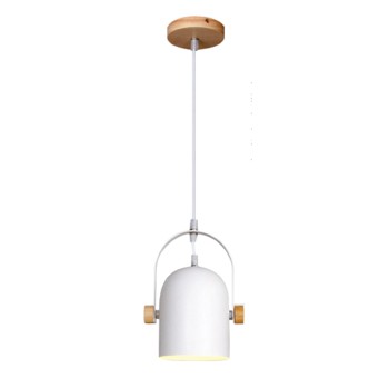 InLight Κρεμαστό φωτιστικό από λευκό μέταλλο και ξύλο 1XE27 D:11,5cm (6130-1-WH) InLight Κρεμαστό φωτιστικό από λευκό μέταλλο και ξύλο 1XE27 D:11,5cm (6130-1-WH)