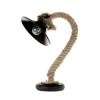 InLight Επιτραπέζιο φωτιστικό από καφέ σχοινί και μαύρο μέταλλο 1XE27 D:32cm (3438-BL) InLight Επιτραπέζιο φωτιστικό από καφέ σχοινί και μαύρο μέταλλο 1XE27 D:32cm (3438-BL)