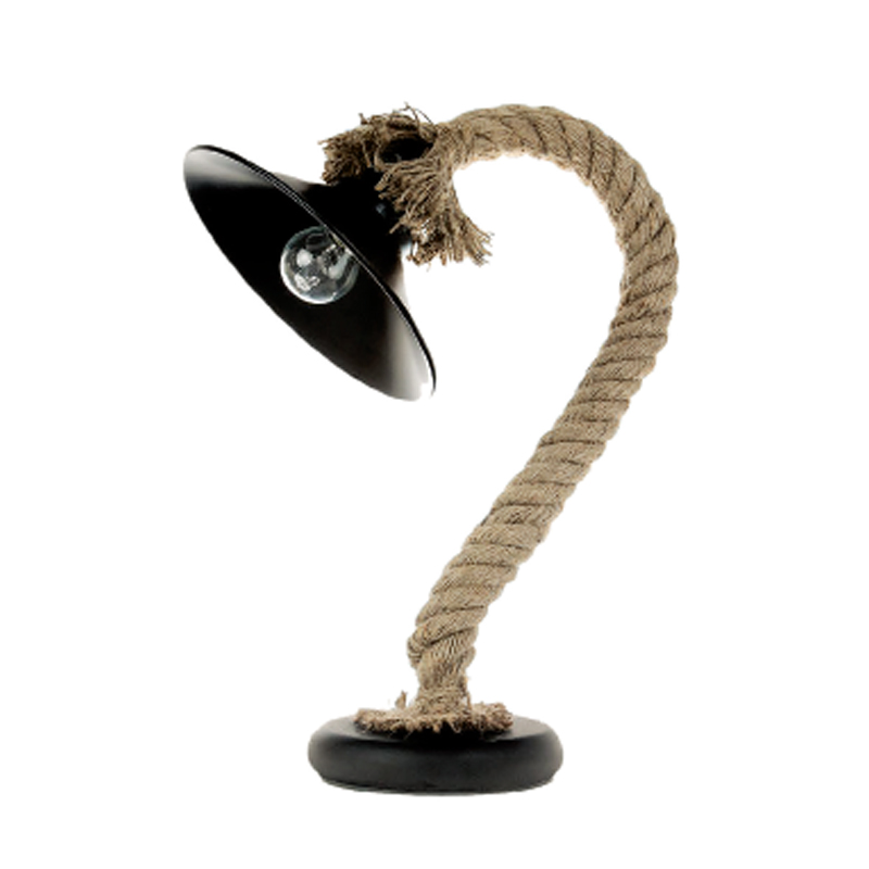 InLight Επιτραπέζιο φωτιστικό από καφέ σχοινί και μαύρο μέταλλο 1XE27 D:32cm (3438-BL) InLight Επιτραπέζιο φωτιστικό από καφέ σχοινί και μαύρο μέταλλο 1XE27 D:32cm (3438-BL)