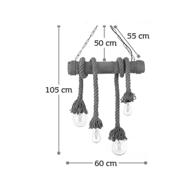InLight Κρεμαστό φωτιστικό από καφέ σχοινί και μπαμπού 4XE27 D:60cm (5307-4) InLight Κρεμαστό φωτιστικό από καφέ σχοινί και μπαμπού 4XE27 D:60cm (5307-4)
