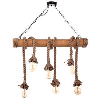 InLight Κρεμαστό φωτιστικό από καφέ σχοινί και μπαμπού 6XE27 D:90cm (5307-6) InLight Κρεμαστό φωτιστικό από καφέ σχοινί και μπαμπού 6XE27 D:90cm (5307-6)