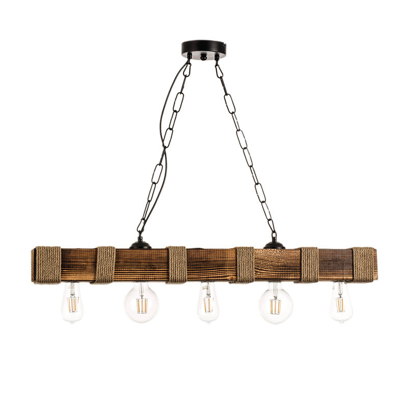 InLight Κρεμαστό φωτιστικό από ξύλο και σχοινί 5XE27 D:90cm (5318-5) InLight Κρεμαστό φωτιστικό από ξύλο και σχοινί 5XE27 D:90cm (5318-5)