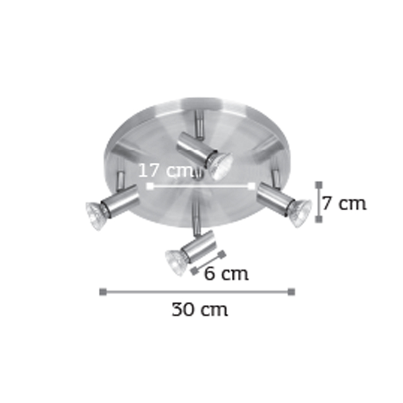 InLight Επιτοίχιο σποτ από μέταλλο σε νίκελ ματ απόχρωση 4XGU10 D:30cm (9075-4Φ-Νίκελ Ματ) InLight Επιτοίχιο σποτ από μέταλλο σε νίκελ ματ απόχρωση 4XGU10 D:30cm (9075-4Φ-Νίκελ Ματ)