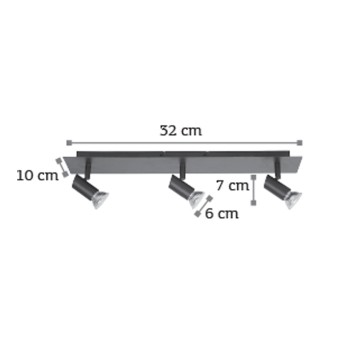 InLight Επιτοίχιο σποτ από μέταλλο σε μαύρη απόχρωση 3XGU10 D:32cm (9078-3Φ-Μαύρο) InLight Επιτοίχιο σποτ από μέταλλο σε μαύρη απόχρωση 3XGU10 D:32cm (9078-3Φ-Μαύρο)