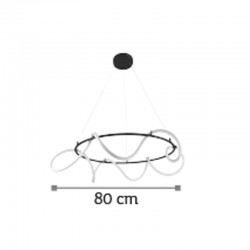 InLight Κρεμαστό φωτιστικό LED 80W 3000K από μαύρο μέταλλο και σωλήνα σιλικόνης D:80cm (6016-Α)