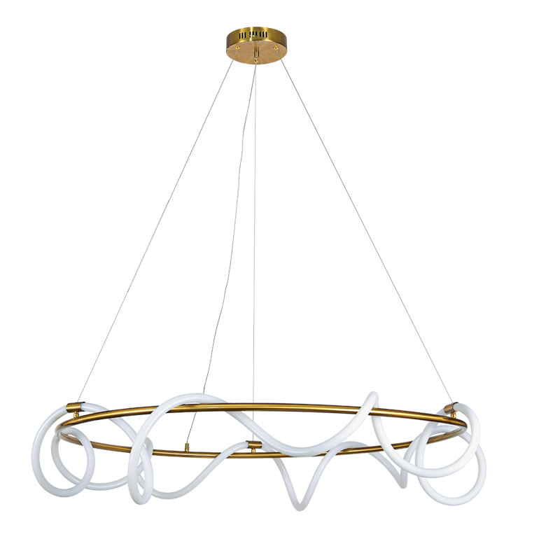 InLight Κρεμαστό φωτιστικό LED 60W 3000K από χρυσαφί μέταλλο και σωλήνα σιλικόνης D:60cm (6017-B-GL) InLight Κρεμαστό φωτιστικό LED 60W 3000K από χρυσαφί μέταλλο και σωλήνα σιλικόνης D:60cm (6017-B-GL)