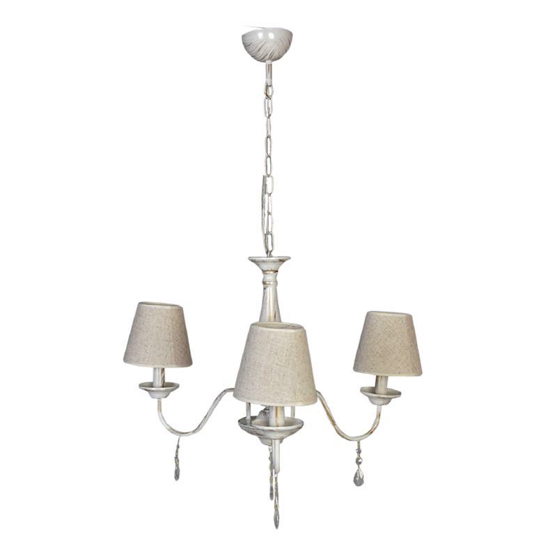 InLight Κρεμαστό φωτιστικό από λευκή πατίνα, κρύσταλλα και υφασμάτινο καπέλο 3XE14 D:55cm  (5010-3) InLight Κρεμαστό φωτιστικό από λευκή πατίνα, κρύσταλλα και υφασμάτινο καπέλο 3XE14 D:55cm  (5010-3)