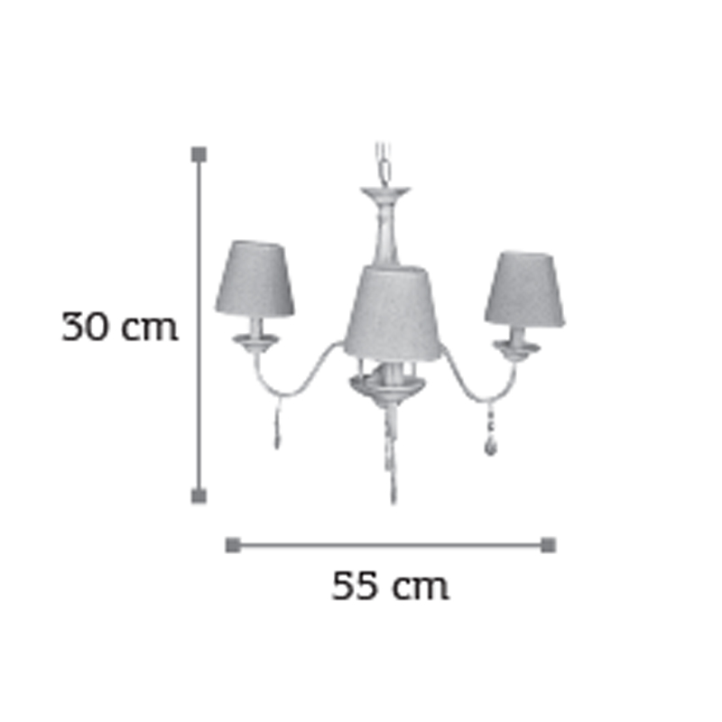 InLight Κρεμαστό φωτιστικό από λευκή πατίνα, κρύσταλλα και υφασμάτινο καπέλο 3XE14 D:55cm  (5010-3) InLight Κρεμαστό φωτιστικό από λευκή πατίνα, κρύσταλλα και υφασμάτινο καπέλο 3XE14 D:55cm  (5010-3)