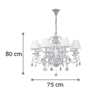 InLight Κρεμαστό φωτιστικό από μπεζ μέταλλο κρύσταλλα και υφασμάτινο καπέλο 8XE14 D:75cm (5276-8) InLight Κρεμαστό φωτιστικό από μπεζ μέταλλο κρύσταλλα και υφασμάτινο καπέλο 8XE14 D:75cm (5276-8)