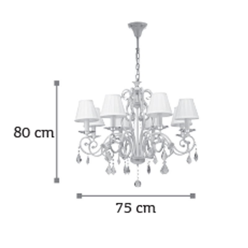 InLight Κρεμαστό φωτιστικό από μπεζ μέταλλο κρύσταλλα και υφασμάτινο καπέλο 8XE14 D:75cm (5276-8) InLight Κρεμαστό φωτιστικό από μπεζ μέταλλο κρύσταλλα και υφασμάτινο καπέλο 8XE14 D:75cm (5276-8)