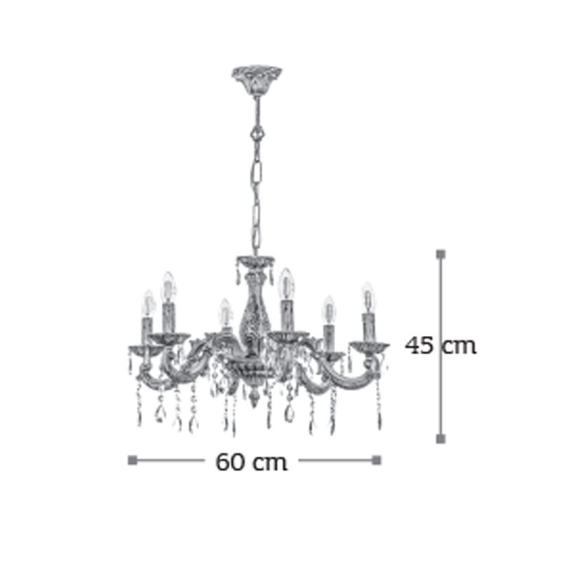 InLight Κρεμαστό φωτιστικό από μέταλλο σε μπεζ πατίνα και κρύσταλλα 6XE14 D:60cm (5304-6) InLight Κρεμαστό φωτιστικό από μέταλλο σε μπεζ πατίνα και κρύσταλλα 6XE14 D:60cm (5304-6)