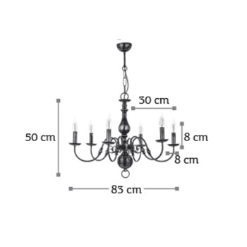 InLight Κρεμαστό φωτιστικό από οξυντέ μέταλλο 8XE14 D:83cm (5309-8) InLight Κρεμαστό φωτιστικό από οξυντέ μέταλλο 8XE14 D:83cm (5309-8)