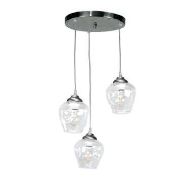 InLight Κρεμαστό φωτιστικό από νίκελ ματ μέταλλο και διάφανο γυαλί 3XE27 D:30cm (4474-3-NM) InLight Κρεμαστό φωτιστικό από νίκελ ματ μέταλλο και διάφανο γυαλί 3XE27 D:30cm (4474-3-NM)