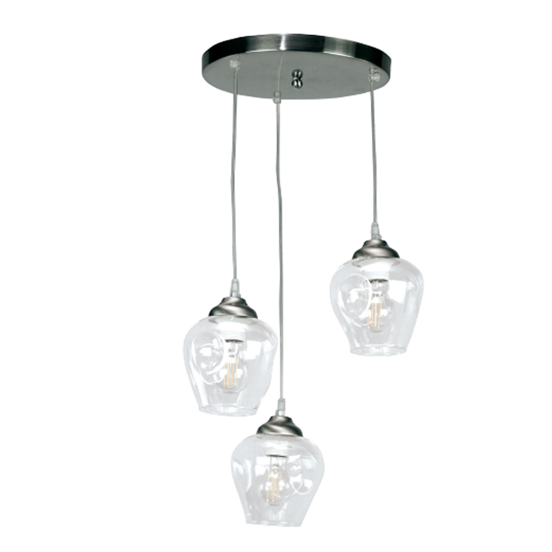 InLight Κρεμαστό φωτιστικό από νίκελ ματ μέταλλο και διάφανο γυαλί 3XE27 D:30cm (4474-3-NM) InLight Κρεμαστό φωτιστικό από νίκελ ματ μέταλλο και διάφανο γυαλί 3XE27 D:30cm (4474-3-NM)