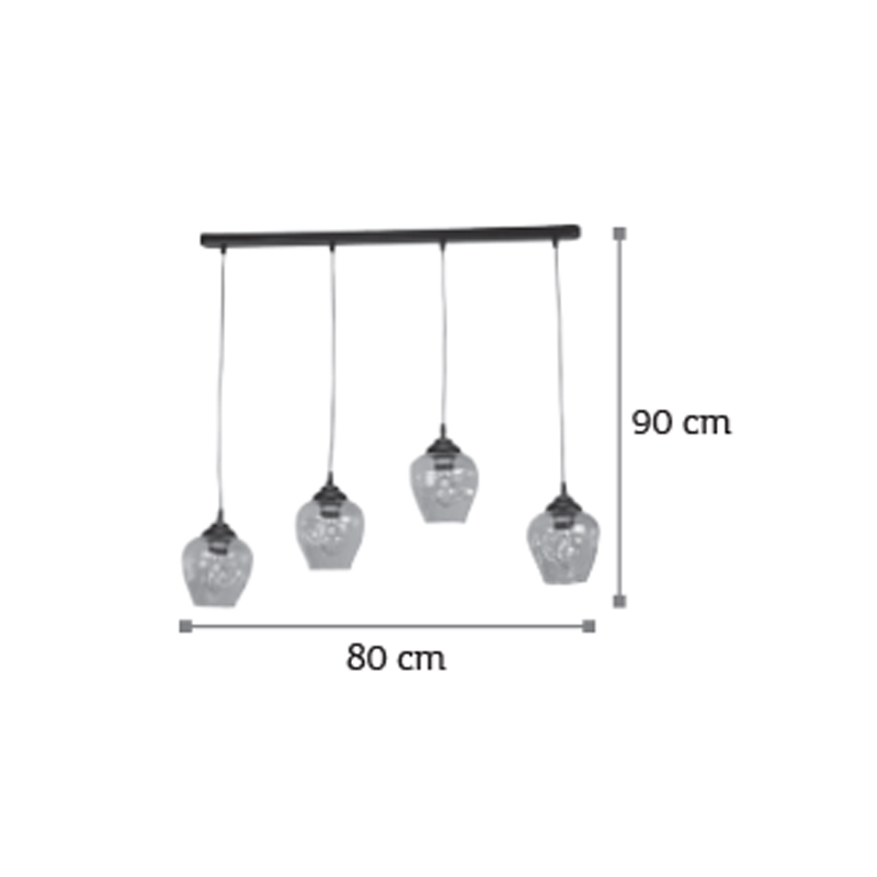 InLight Κρεμαστό φωτιστικό από μαύρο μέταλλο και φιμέ γυαλί 4XE27 D:80cm (4474-4-BL ΡΑΓΑ) InLight Κρεμαστό φωτιστικό από μαύρο μέταλλο και φιμέ γυαλί 4XE27 D:80cm (4474-4-BL ΡΑΓΑ)