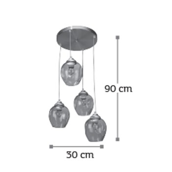 InLight Κρεμαστό φωτιστικό από μαύρο μέταλλο και φιμέ γυαλί 4XE27 D:30cm (4474-4-BL) InLight Κρεμαστό φωτιστικό από μαύρο μέταλλο και φιμέ γυαλί 4XE27 D:30cm (4474-4-BL)