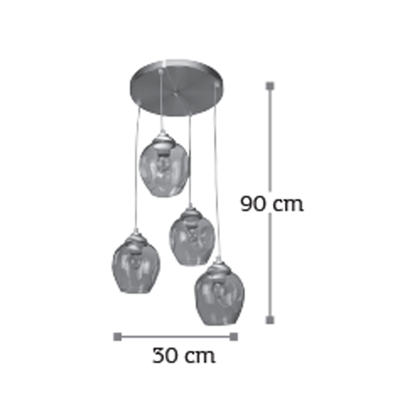 InLight Κρεμαστό φωτιστικό από μαύρο μέταλλο και φιμέ γυαλί 4XE27 D:30cm (4474-4-BL) InLight Κρεμαστό φωτιστικό από μαύρο μέταλλο και φιμέ γυαλί 4XE27 D:30cm (4474-4-BL)