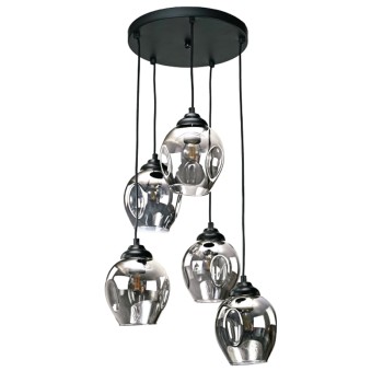 InLight Κρεμαστό φωτιστικό από μαύρο μέταλλο και φιμέ γυαλί 5XE27 D:30cm (4474-5-BL) InLight Κρεμαστό φωτιστικό από μαύρο μέταλλο και φιμέ γυαλί 5XE27 D:30cm (4474-5-BL)