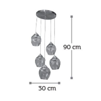 InLight Κρεμαστό φωτιστικό από μαύρο μέταλλο και φιμέ γυαλί 5XE27 D:30cm (4474-5-BL) InLight Κρεμαστό φωτιστικό από μαύρο μέταλλο και φιμέ γυαλί 5XE27 D:30cm (4474-5-BL)