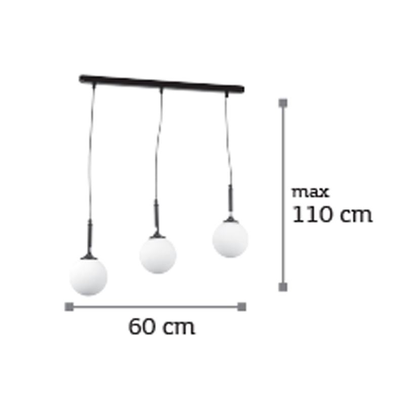 InLight Κρεμαστό φωτιστικό από μαύρο μέταλλο και λευκή οπαλίνα 3XG9 D:60cm (4514-3 ΡΑΓΑ) InLight Κρεμαστό φωτιστικό από μαύρο μέταλλο και λευκή οπαλίνα 3XG9 D:60cm (4514-3 ΡΑΓΑ)