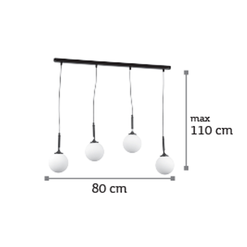InLight Κρεμαστό φωτιστικό από μαύρο μέταλλο και λευκή οπαλίνα 4XG9 D:80cm (4514-4 ΡΑΓΑ) InLight Κρεμαστό φωτιστικό από μαύρο μέταλλο και λευκή οπαλίνα 4XG9 D:80cm (4514-4 ΡΑΓΑ)