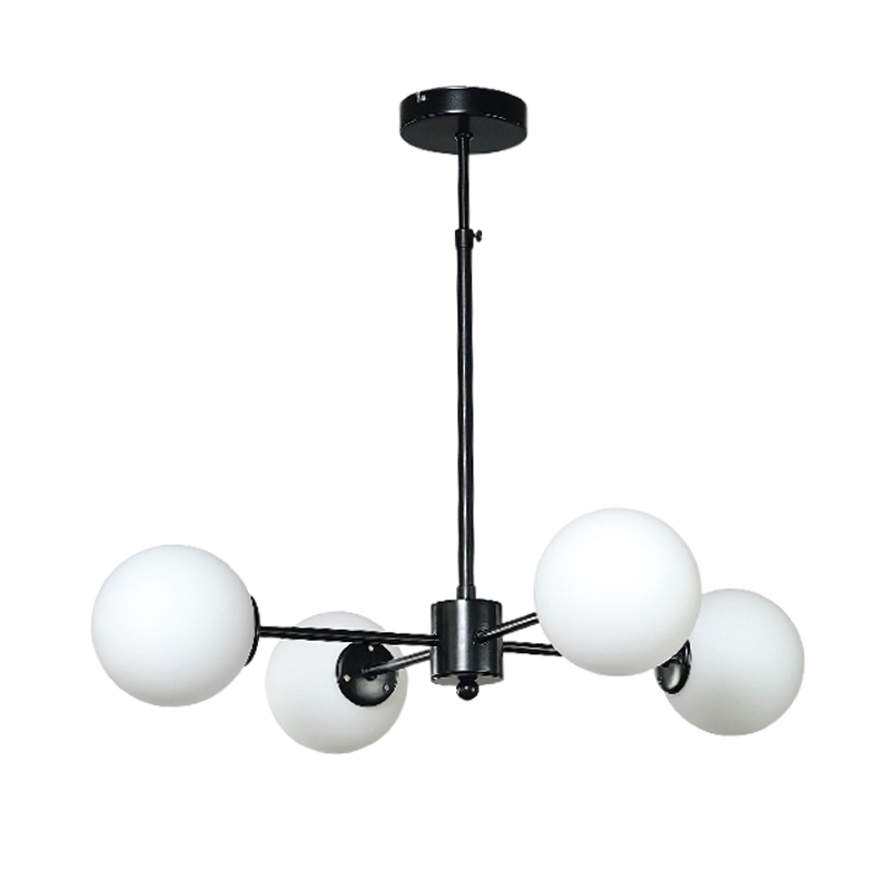 InLight Κρεμαστό φωτιστικό από μαύρο μέταλλο και λευκή οπαλίνα 4XG9 D:45cm (5315-4) InLight Κρεμαστό φωτιστικό από μαύρο μέταλλο και λευκή οπαλίνα 4XG9 D:45cm (5315-4)