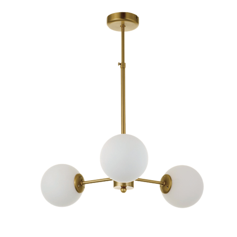 InLight Κρεμαστό φωτιστικό από χρυσό ματ μέταλλο και λευκή οπαλίνα 3XG9 D:45cm (5316-3) InLight Κρεμαστό φωτιστικό από χρυσό ματ μέταλλο και λευκή οπαλίνα 3XG9 D:45cm (5316-3)