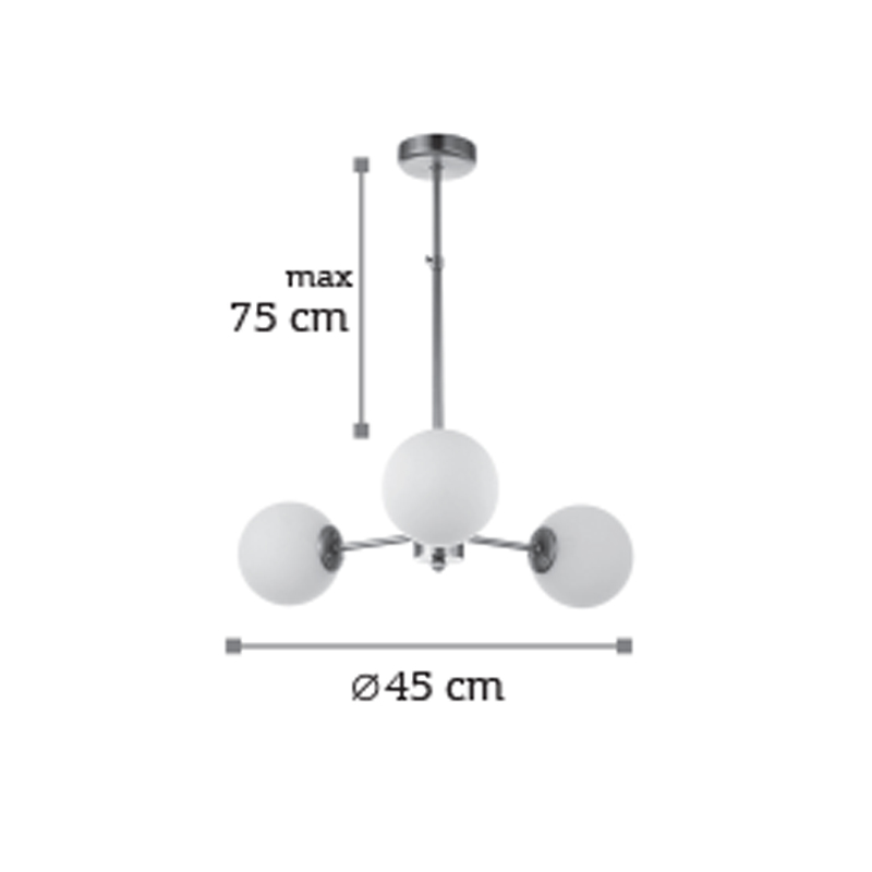 InLight Κρεμαστό φωτιστικό από χρυσό ματ μέταλλο και λευκή οπαλίνα 3XG9 D:45cm (5316-3) InLight Κρεμαστό φωτιστικό από χρυσό ματ μέταλλο και λευκή οπαλίνα 3XG9 D:45cm (5316-3)