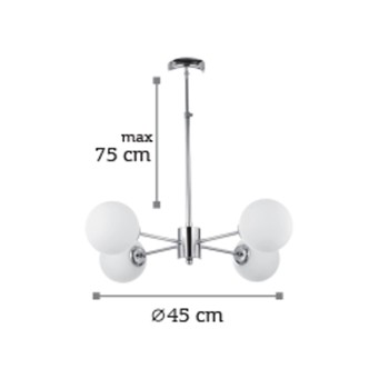 InLight Κρεμαστό φωτιστικό από χρυσό ματ μέταλλο και λευκή οπαλίνα 4XG9 D:45cm (5316-4) InLight Κρεμαστό φωτιστικό από χρυσό ματ μέταλλο και λευκή οπαλίνα 4XG9 D:45cm (5316-4)