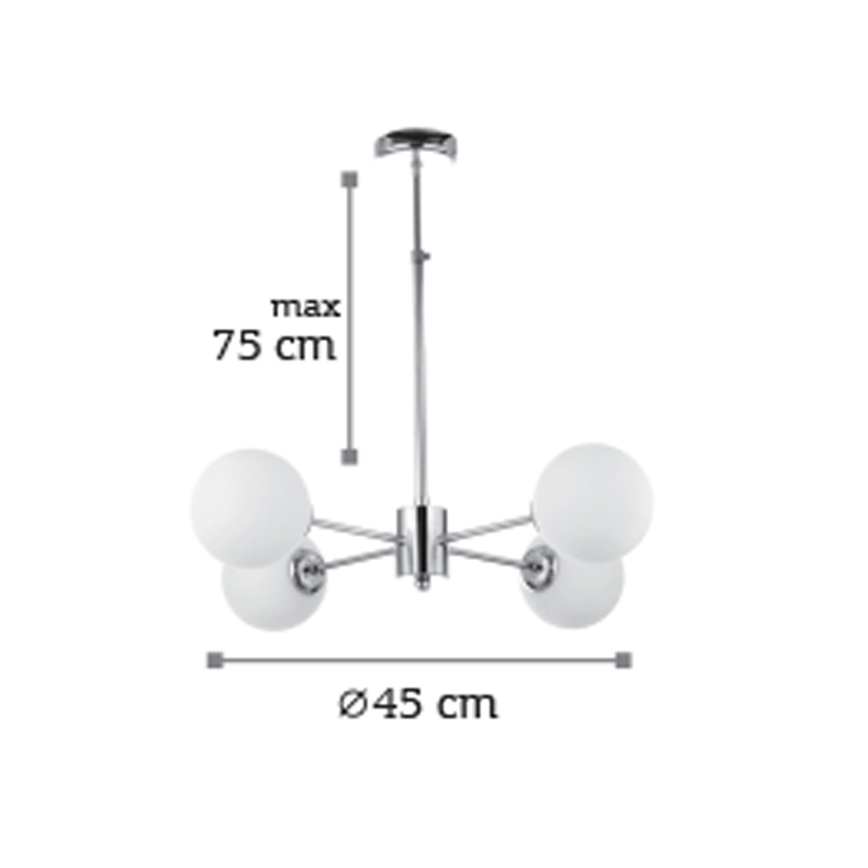 InLight Κρεμαστό φωτιστικό από χρυσό ματ μέταλλο και λευκή οπαλίνα 4XG9 D:45cm (5316-4) InLight Κρεμαστό φωτιστικό από χρυσό ματ μέταλλο και λευκή οπαλίνα 4XG9 D:45cm (5316-4)