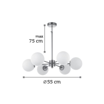 InLight Κρεμαστό φωτιστικό από χρυσό ματ μέταλλο και λευκή οπαλίνα 6XG9 D:55cm (5316-6) InLight Κρεμαστό φωτιστικό από χρυσό ματ μέταλλο και λευκή οπαλίνα 6XG9 D:55cm (5316-6)