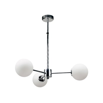 InLight Κρεμαστό φωτιστικό από χρώμιο μέταλλο και λευκή οπαλίνα 3XG9 D:45cm (5321-3) InLight Κρεμαστό φωτιστικό από χρώμιο μέταλλο και λευκή οπαλίνα 3XG9 D:45cm (5321-3)