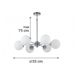 InLight Κρεμαστό φωτιστικό από χρώμιο μέταλλο και λευκή οπαλίνα 6XG9 D:55cm (5321-6)