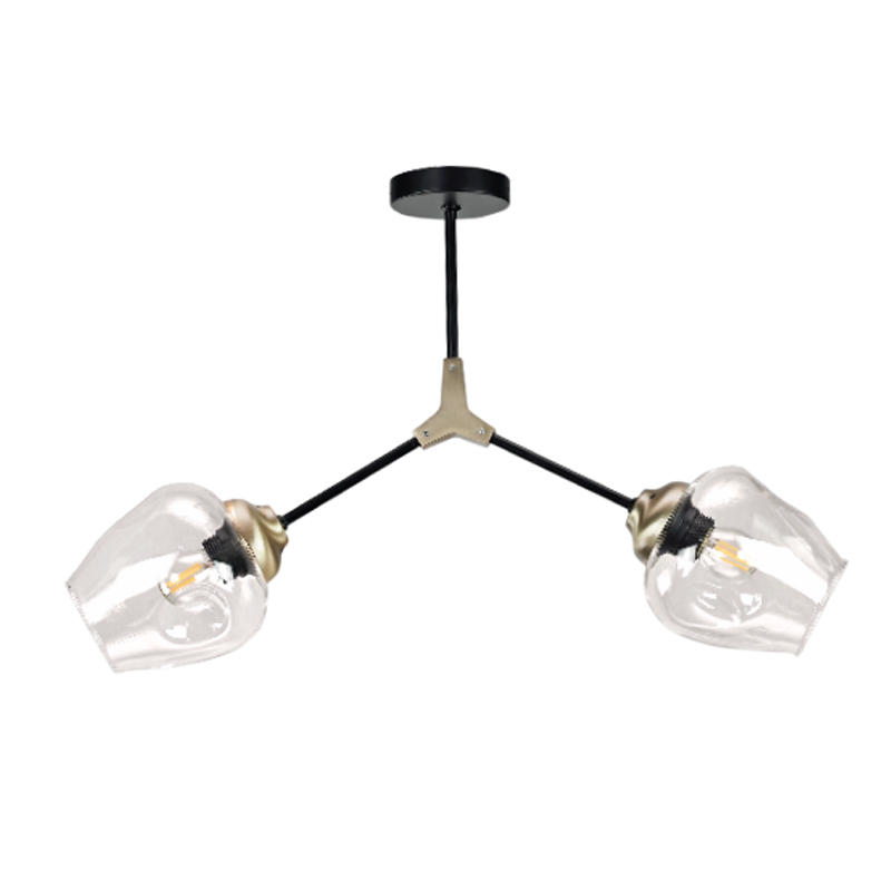 InLight Κρεμαστό φωτιστικό από μαύρο μέταλλο και διάφανο γυαλί 2XE27 D:60cm (6129-2-GL) InLight Κρεμαστό φωτιστικό από μαύρο μέταλλο και διάφανο γυαλί 2XE27 D:60cm (6129-2-GL)