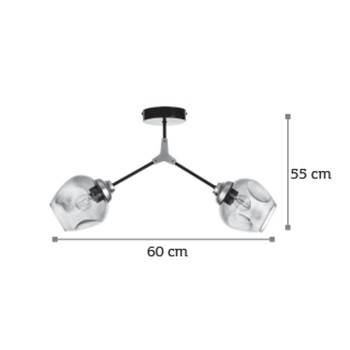 InLight Κρεμαστό φωτιστικό από μαύρο μέταλλο και διάφανο γυαλί 2XE27 D:60cm (6129-2-GL) InLight Κρεμαστό φωτιστικό από μαύρο μέταλλο και διάφανο γυαλί 2XE27 D:60cm (6129-2-GL)